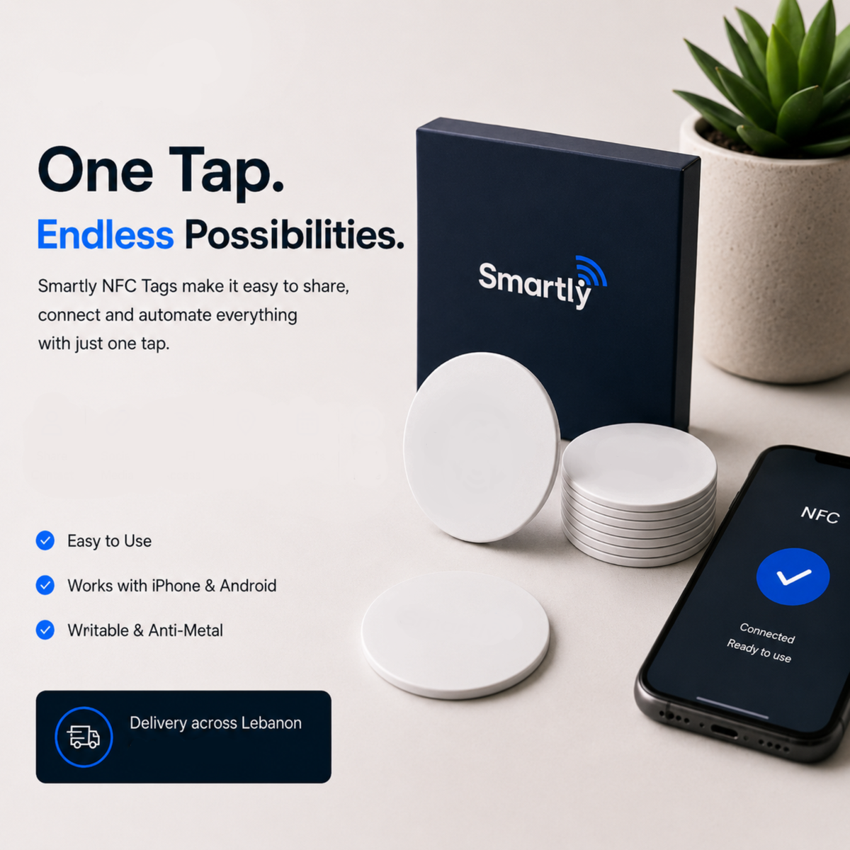 10 NFC Tags - Anti-Metal NTAG215